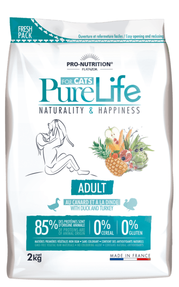 РURE LIFE STERILIZED 8+ з качкою та білою рибою беззерновий корм для стерилізованих котів віком від 8 років
