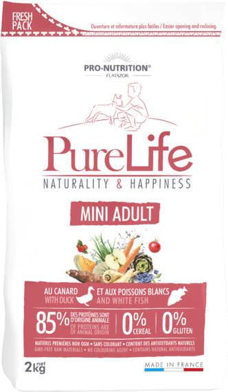 PURE LIFE ADULT 7+ з качкою та білою рибою беззерновий сухий корм для собак віком від 7 років